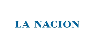 Logo of "LA NACION" in blue, uppercase serif font on a transparent background.